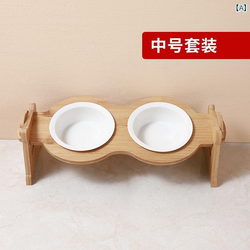 ペット用 ボウル 食器 セラミック ダブル ボウル 猫 犬 フード ボウルは 転倒や 飛び散りを 防ぐに 頸 椎を 保護 します ウォーター 用品