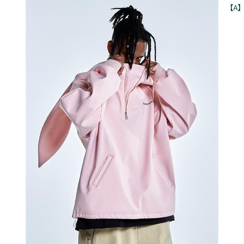 スキー スノボー ウェア Renren Chuanの スポット ピンクの かわいい ウサギの 耳 スウェットシャツ メ..