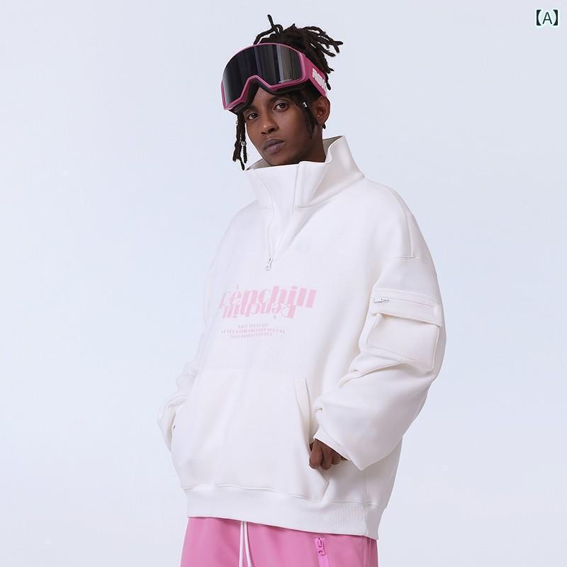 スキー スノボー ウェア Renren Chuan ホワイトな スキー スウェットシャツ メンズ レディースの ルー..