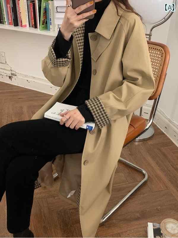 楽天北摂軽太郎便春秋 レディース トレンチコート カーキ トレンチ コート レディース 春秋 ミドル 丈 小さい チェック 柄の シック 初秋