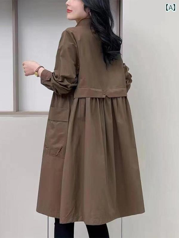 春秋 レディース トレンチコート ウィンドブレーカージャケット レディース 2025 大きいサイズ 春秋 長袖 トップス X カジュアル ミドル 丈 コート 薄手