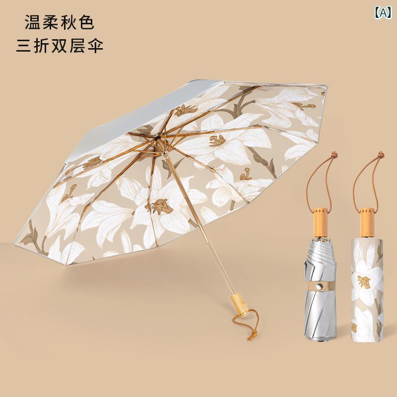 日傘 日焼け防止 コンパクト ピックアップ リーク アンバー 2 層 日焼け防止 日傘 晴 雨 両用の 女性用..