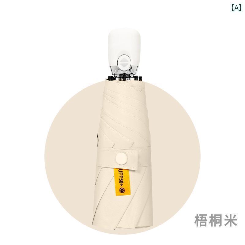 日傘 日焼け防止 コンパクト 晴れの 日も 雨の 使える 自動 50 % 折りたたみ ミニ 傘。 日焼け防止と UV カットの 二 重 機能。 レディース 式で コンパクトな 携帯用 日傘。