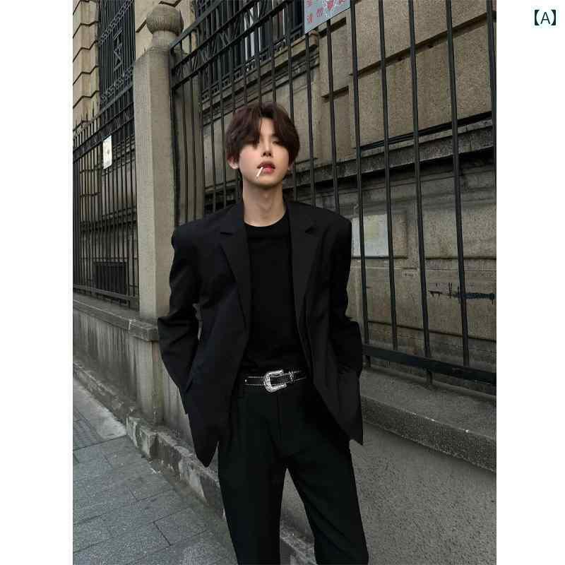 ビジネス スーツ リクルート メンズ メンズ 韓国 ショルダーパッド入りの 小さい スーツ ジャケット で ハイエンド 英国 風の エレガントな 紳士服 の ビ...