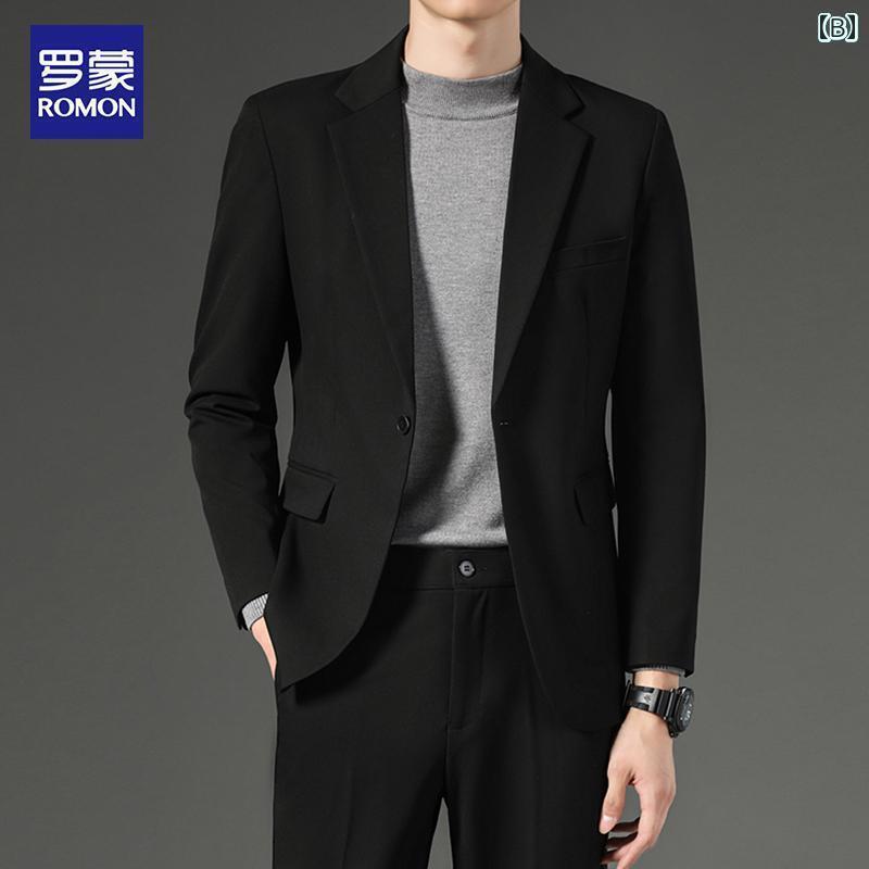 ビジネス スーツ リクルート メンズ ロモン メンズスーツ 春夏 スリムフィット スモール スーツ ジャケット ビジネス プロ フォーマル ウェディング トップス