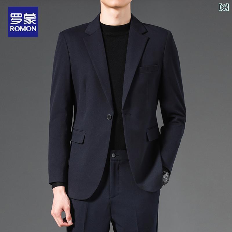 ビジネス スーツ リクルート メンズ ロモン メンズスーツ 春夏 スリムフィット スモール スーツ ジャケット ビジネス プロ フォーマル ウェディング トップス
