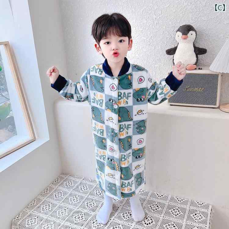 子供 ガウン パジャマ Oril ベルベット 秋冬 子供の ミドル丈 ネグリジェ ベビー ...