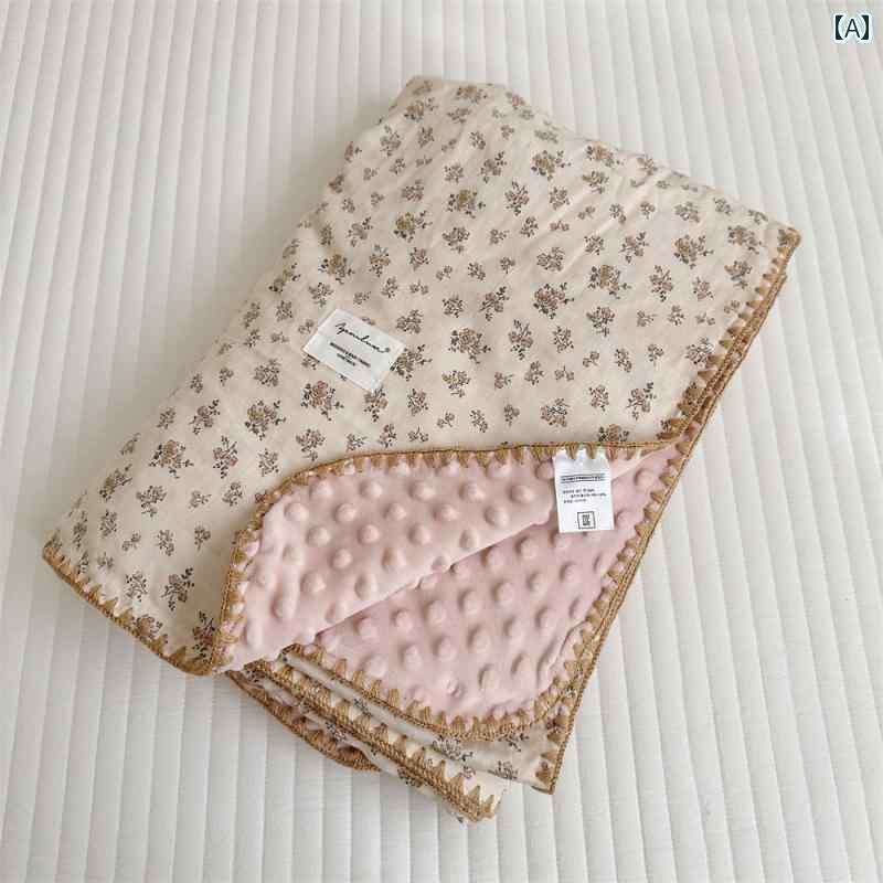 ペット用 かわいい ブランケット 韓国小 花柄 コットン 二 重 糸 ビーン ブランケット 厚手 裏起毛 カ..