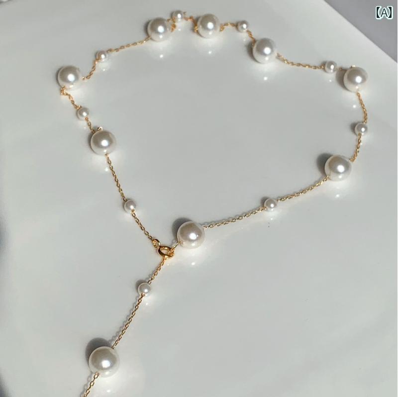 レディース ネックレス チェーン ガーリー 星空 スター リング シルバー パールロングネックレス フレ..