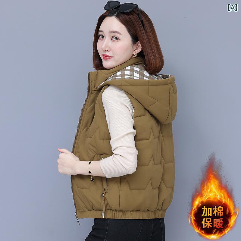 カジュアル ダウン ベスト 女性用 2024秋冬 レディース ダブル ダウン コットンベスト おしゃれ 中年 ..