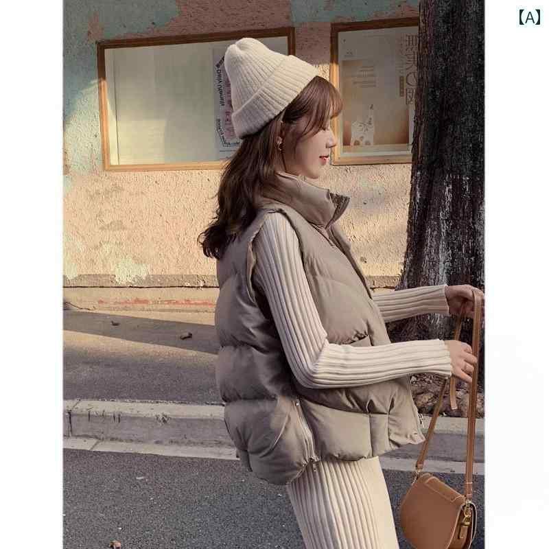 カジュアル ダウン ベスト 女性用 冬用 ダウン ベスト ジャケット レディース 2024 スモール ショート コットンベスト スタイリッシュで な コットンジャケット