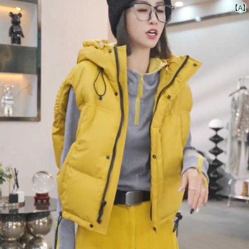 カジュアル ダウン ベスト 女性用 の 商品 フード付き ダウン ジャケット ベスト レディース アウターウェア 厚手 2024 秋冬 小さい サイズ ウエスト コート