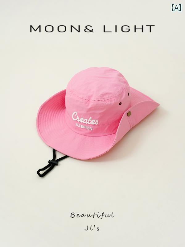 キッズ用 キャップ かわいい 速乾 ハイキング 帽子 子供用 フィッシャーマン ハット 夏用 文字 ラベル ..