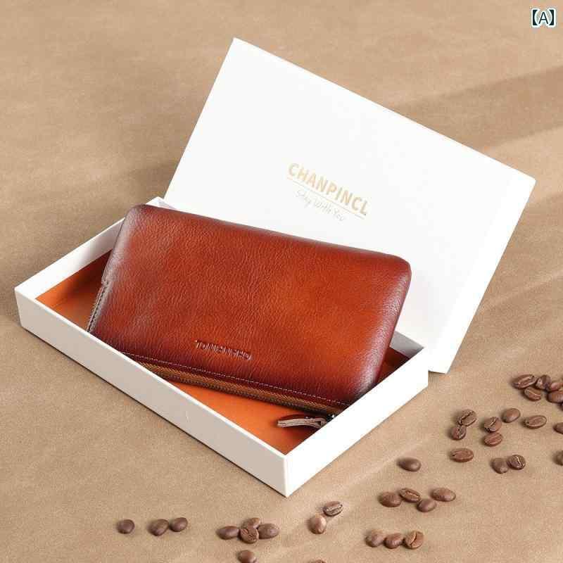 メンズ ウォレット 財布 メンズ ウォレット ロング 革 牛革 薄型 2024 ミニ ジッパー スマートフォン 小さい ハンドバッグ