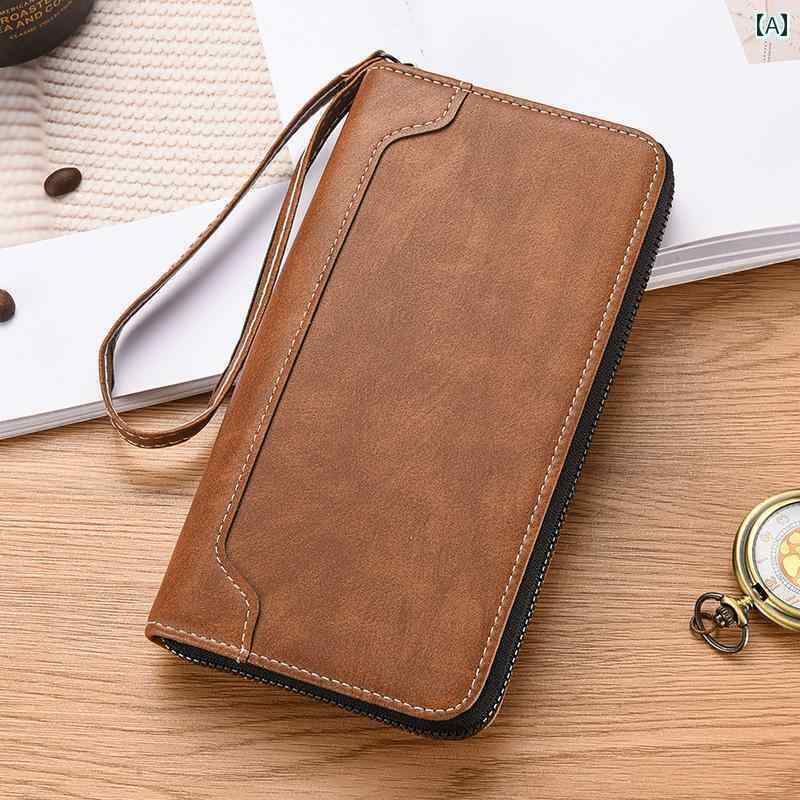 メンズ ウォレット 財布 メンズ ロングウォレット大容量 ジッパー クラッチ 薄型 学生 カードホルダー ..