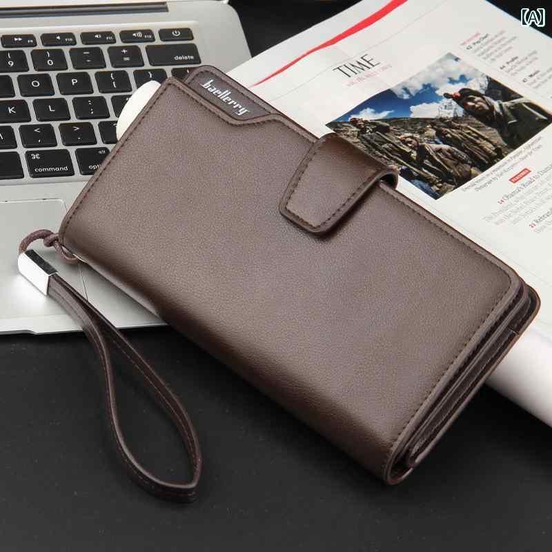 メンズ ウォレット 財布 マルチ カードスロット メンズ長財布 バックル ジッパー ソフトレザー クラッ..