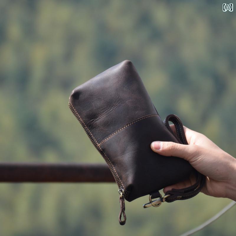 メンズ ウォレット 財布 ホース レザー レトロ ロング メンズ 財布 革 シンプル クラッチバッグ大容量 ..