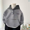 キッズ服 カジュアル パーカー 男の子用 ワンピース フリース フード付き スウェットシャツ 秋冬用 子供用 ストライプ カジュアル トップス 小中型 綿 ソフ...