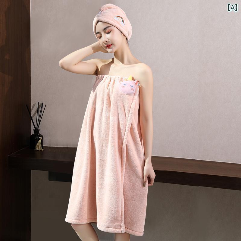 バス タオル ボディ 自宅の 女性用 バス タオル ウェアラブルで ラップ 可能 非 綿 吸収性 大人用 スカ..