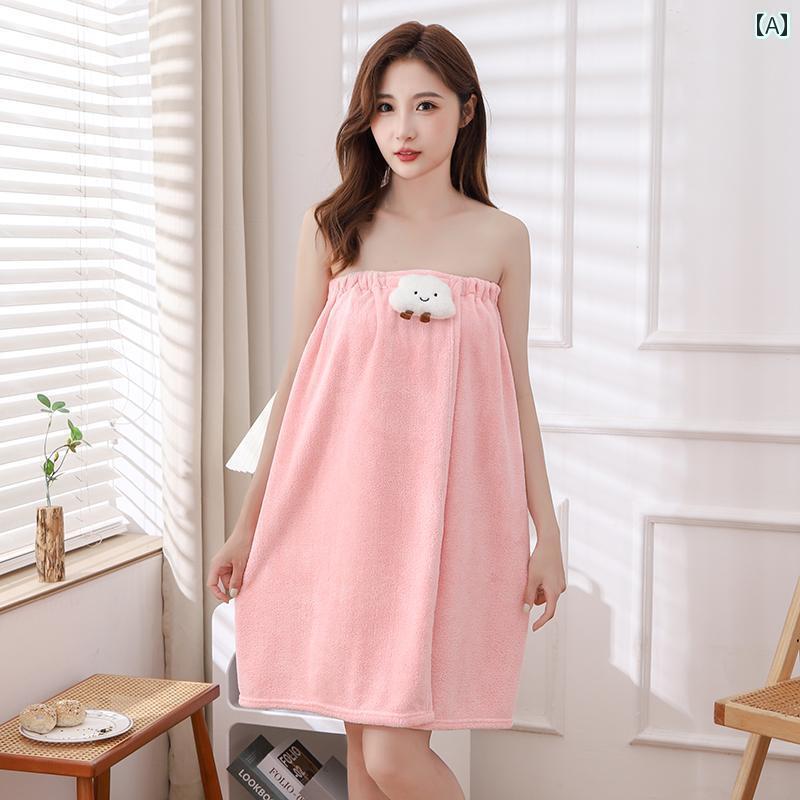 バス タオル ボディ ウェアラブル バス タオル レディース 夏の 入浴用 大判 速乾 ヘア ハット ラップ ..