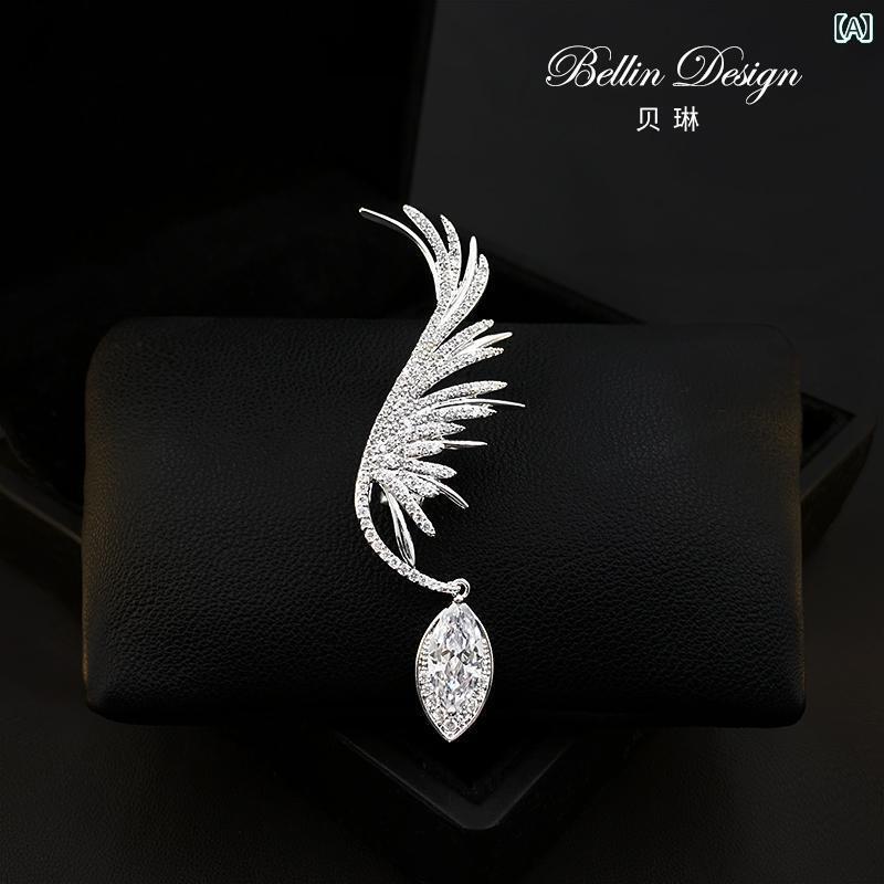 コサージュ メンズ アクセサリー ライト 高級 ハイエンド スーツ ブローチ アクセサリー メンズ レディースの ファッション 羽 コサージュピン 装飾 382...