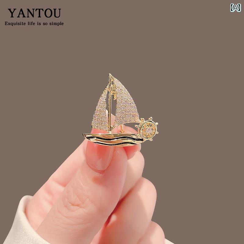 コサージュ メンズ アクセサリー 小さい 帆船の ブローチ ハイエンド メンズ レディースのの バッジ 順風満帆の ピン 露出 防止 バックル スーツ コサージ...