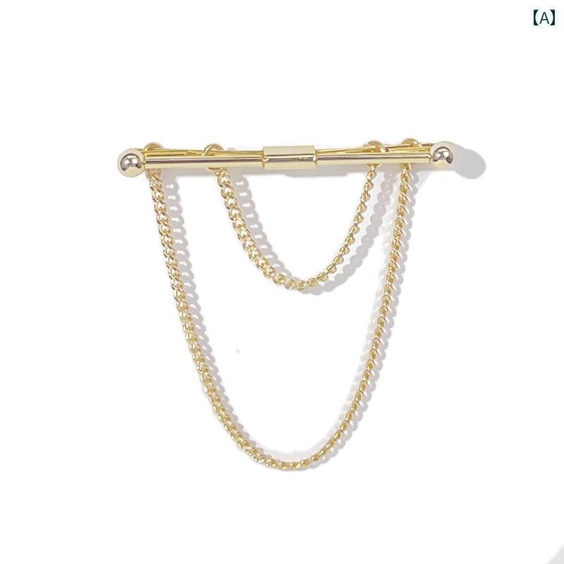コサージュ メンズ アクセサリー 衣服を 傷つけません ! 金属 クリップ シャツ 襟ピン バックル タッセ..
