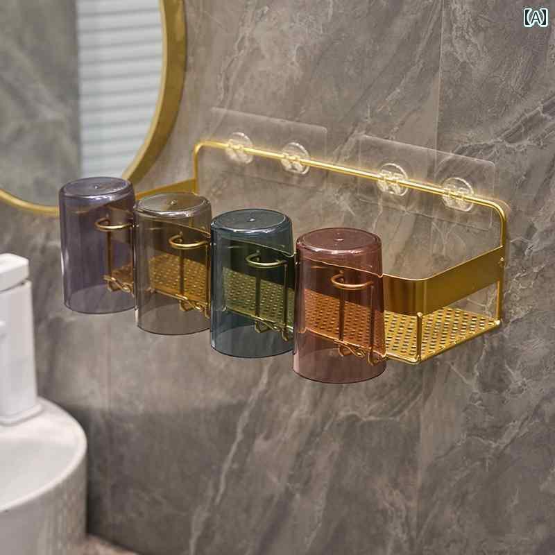 歯ブラシ入れ ラック ホルダー 歯 ブラシ ラック パンチ フリー マウスウォッシュ カップ バス ルーム シリンダー 壁掛け 電動 ホーム