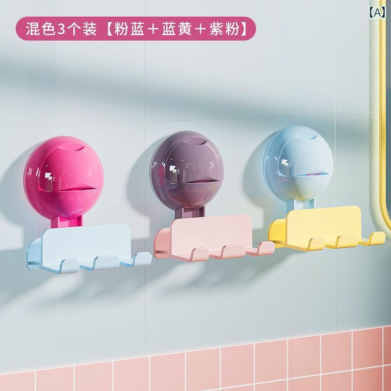 歯ブラシ入れ ラック ホルダー 歯 ブラシ ラック 壁掛け 式 パンチ フリー 3 ヘッド 吸盤 フック バス ..