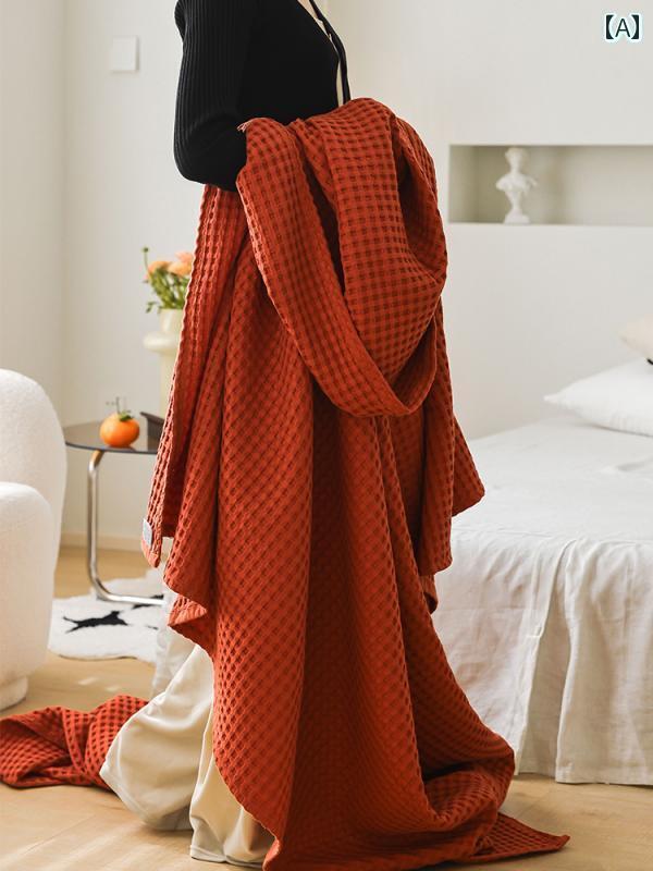 タオルケット ブランケット 綿 ワッフル ガーゼ タオルケット コットン 夏用 クール キルト ダブル 子供用 ソファー カバー ブランケット 薄手