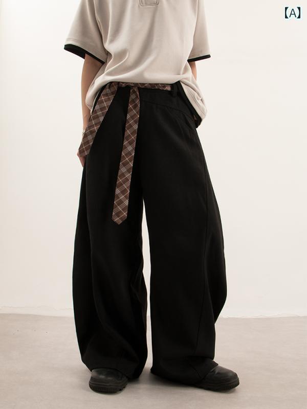 ゆったり タイパンツ メンズ BLINDLY アメリカン レトロ ハイエンド ネクタイ シミター フレアパンツ メンズと レディースカジュアル パンツ