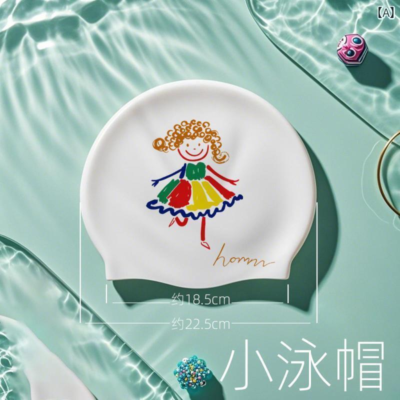 スイミング キャップ 水泳 HOMNN Haoman シリコン スイミング キャップ 女性用 防水 ヘッドなし 韓国製 拡大 快適高 弾性 巻き 毛 女の子