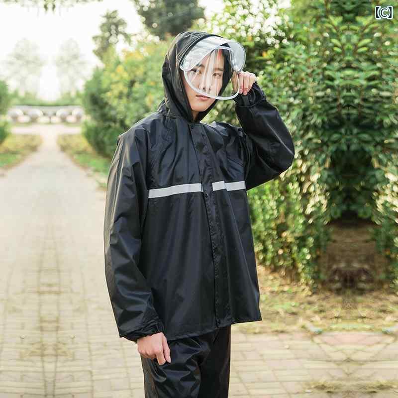 かっぱ レインコート 防水 メンズ レインコート トップス 上半身 シングル ユニセックス 大人 大雨 対策 厚手 二 重層 防水 登山