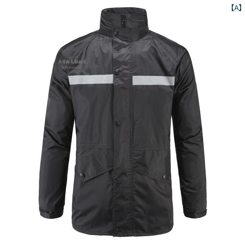 かっぱ メンズ 通勤時 レインコート スプリット 二 重層 厚手 男女兼用 大人用 レインパンツ スーツ セキュリティ ネイビー ブルー ブラック