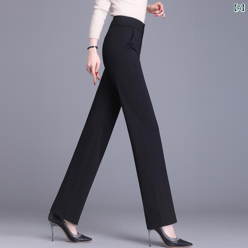 事務服 パンツ レディース ドレープ 感と 高級 感の ある 細身の ストレート レッグ パンツ。 2025 春..