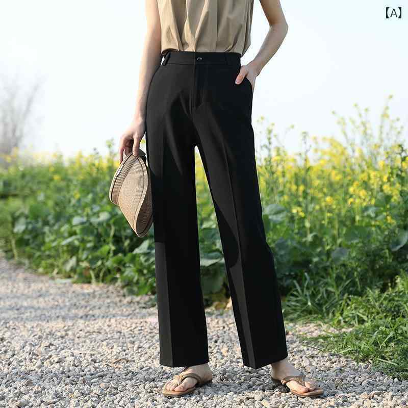 事務服 パンツ レディース 梳 毛 春夏 カジュアル 作業着 黒 スーツ パンツ レディース フォーマル バ..