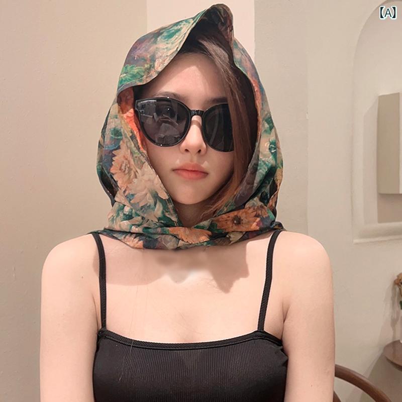 ターバン キャップ レディース 和風 ZD 包 頭 シルクスカーフ 帽子 フード付き スカーフ レディース 春..