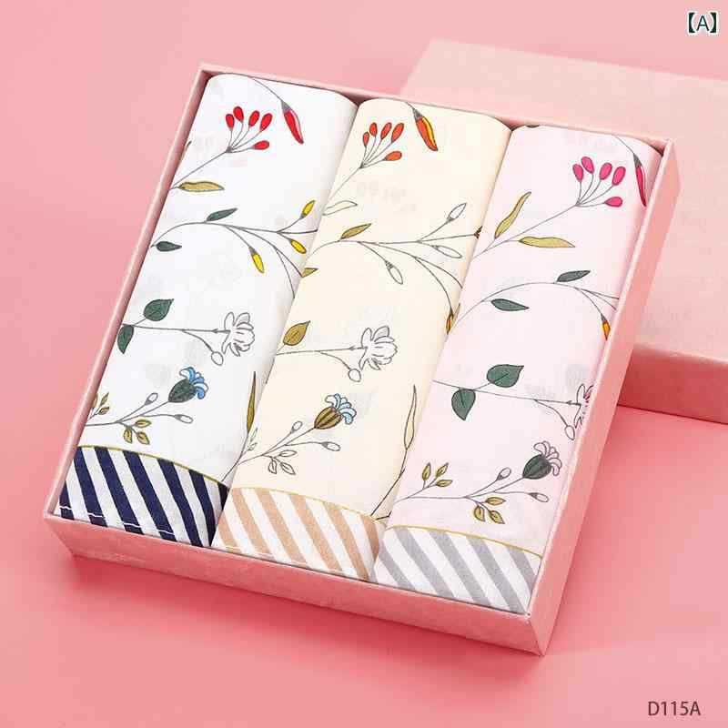 レディース ハンカチ 女性用 綿 ハンカチ 子供用 吸汗性 汗 拭き 薄手 夏用 昔ながらの 懐かしい 携帯用 レトロ 小 四角 タオル