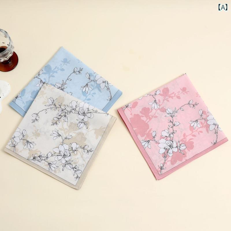 レディース ハンカチ 3枚の レディース ハンカチ 綿の プリント 大判 薄型 柔らかい 吸汗性 スクエアタオル 結婚 祝い