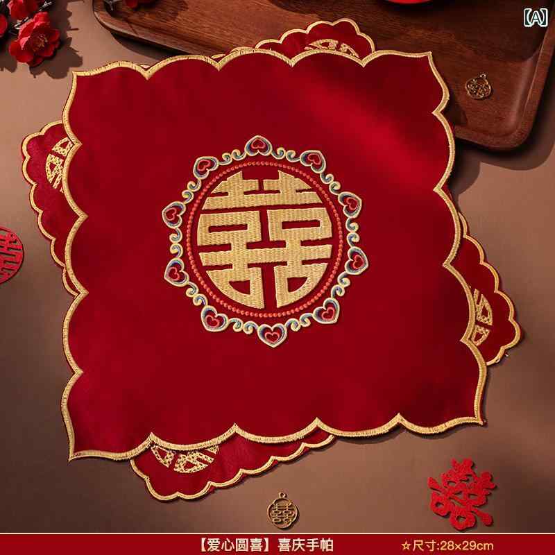 レディース ハンカチ ウェディング 赤い ハンカチ 花嫁の 持参 金 幸せな 言葉を 投げる 刺繍の お返しの 贈り物の 交換 小さい 四角い タオル 手持ちの 用品