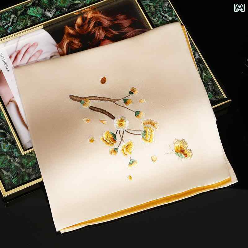 楽天北摂軽太郎便レディース ハンカチ シルク ハンカチ の 蘇 刺繍 レトロ 桑 絹 伝統的な 蘇州の 名物 クラブアップル 刺繍の レディース