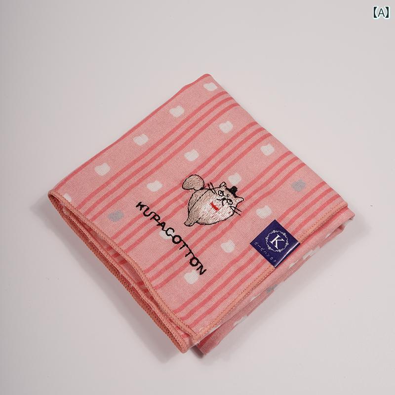 レディース ハンカチ 綿で 作られた 厚手 2 層 両面 ハンカチ 柔らかく 吸汗性 約 29 cm シンプル スタイル 携帯用 汗 拭き