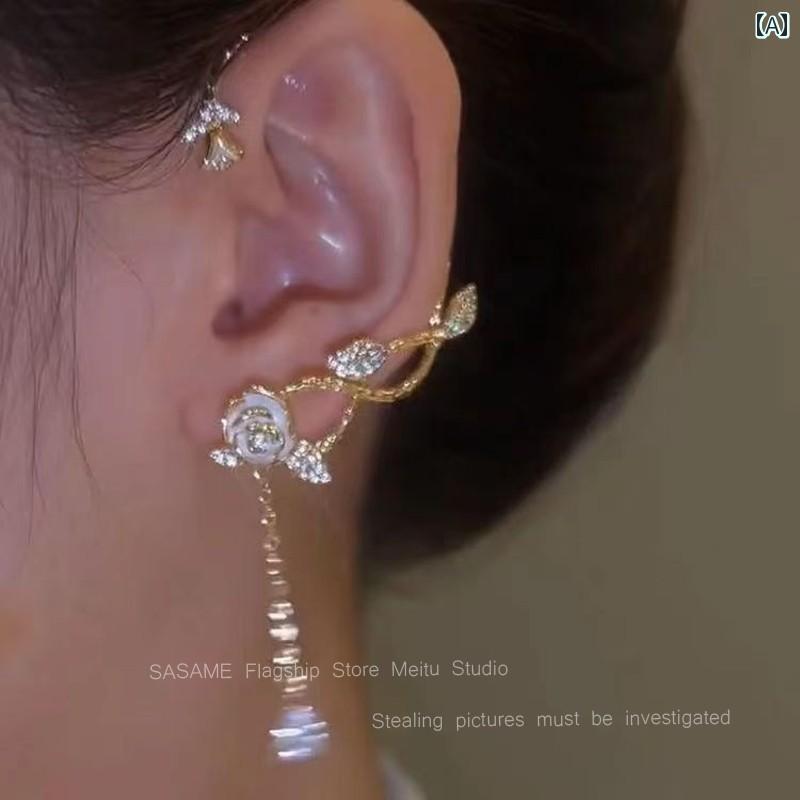 クリップ イヤリング ピアス レディース クリップ イヤリング ピアス レディース 女性用 カメ リア タッセルイヤー クリップ ユニークな の スーパー フェアリー ワンピース ノン ピアス イヤリング。