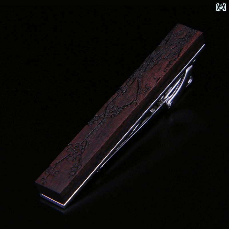 ネクタイピン メンズ ビジネス 梅 蘭 竹 菊 メンズ タイ ピン クリップ レッドウッド ローズウッド プ..