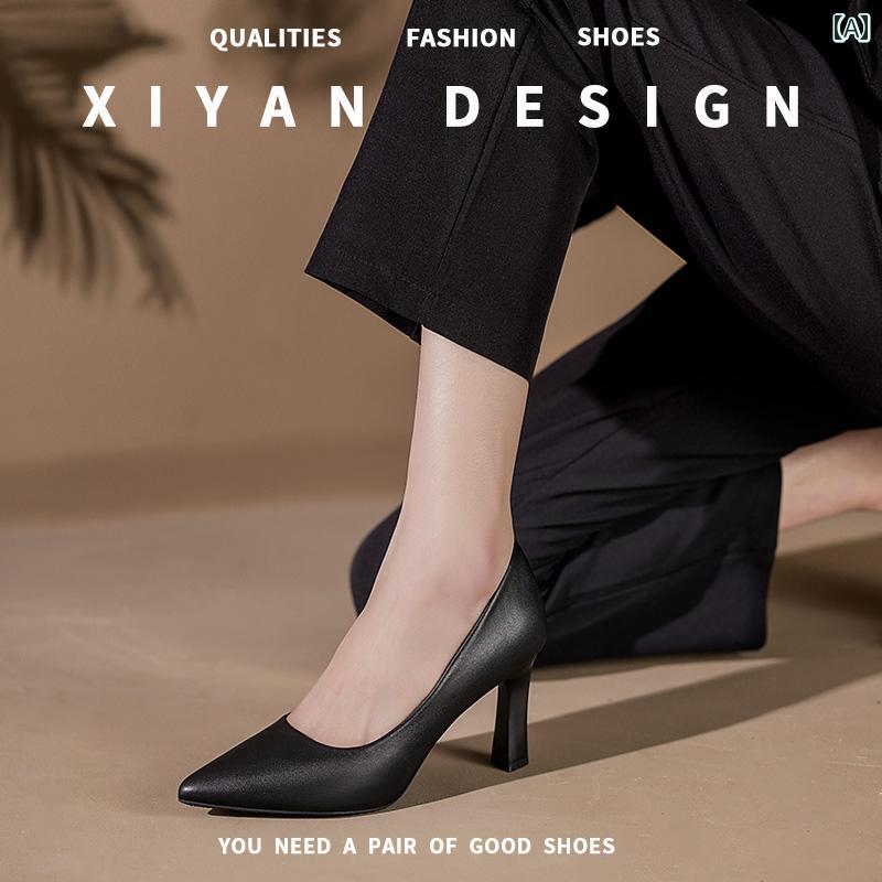 ハイヒール レディース エレガント 女性用 プロ 仕様 ハイヒール 太い ヒール ソフト ソール 面接 客室..