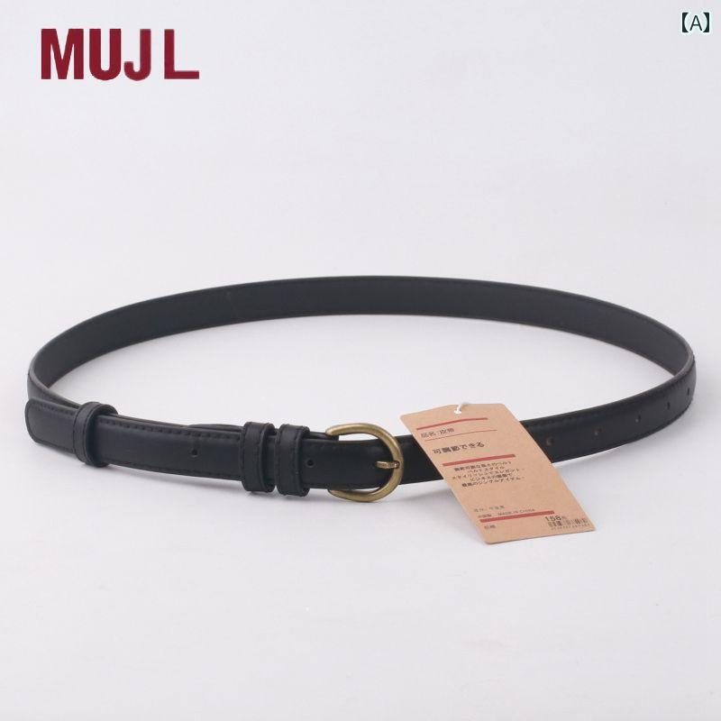 女性用 ベルト ファッション MUJL ベルト レディース ブラック 革 薄型 シンプルで 万能な レトロ ジー..
