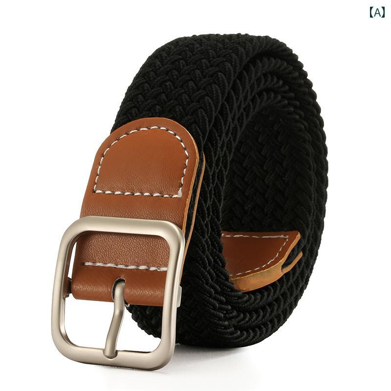 女性用 ベルト ファッション ベルト レディース パンチング フリー レトロ メンズ キャンバス 伸縮性 織り 長くて 幅広で ジーンズの ベルトと 合わせられます。