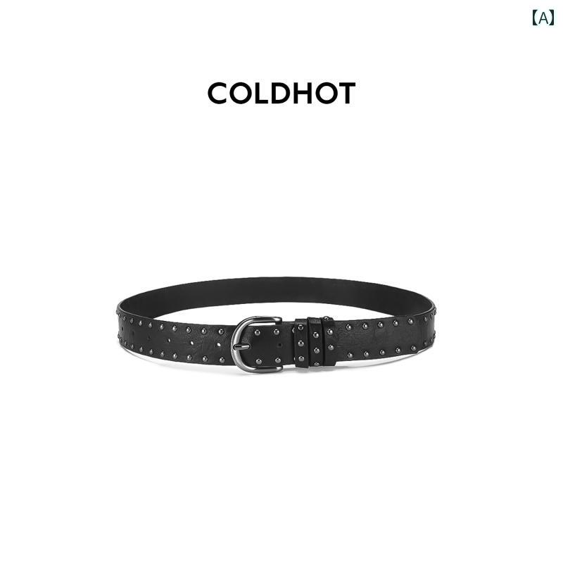 女性用 ベルト ファッション COLDHOT ライチ 柄 スタッズベルト レディース アクセサリー スカート ジ..