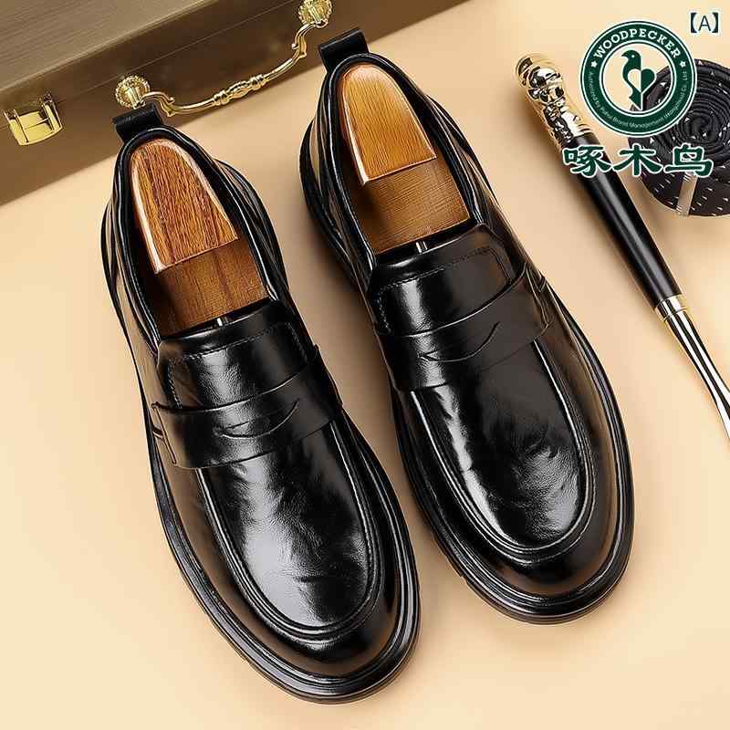 メンズローファー シューズ ウッドペッカー メンズ カジュアル レザーシューズ 革 2024年 スリッポン レトロ ビジネス 英国 風 ローファー