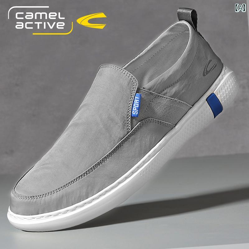 メンズローファー シューズ キャメル ダイナミック 冷感 クロス シューズ メンズ 夏 通気性 薄型 キャンバス メンズカジュアル スリッポン ローファー